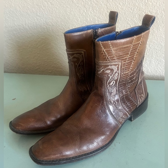 MARK NASON Rock Lives Cipher Made In Italy Distressed VINTAGE Western Boots Rare - Picture 16 of 16